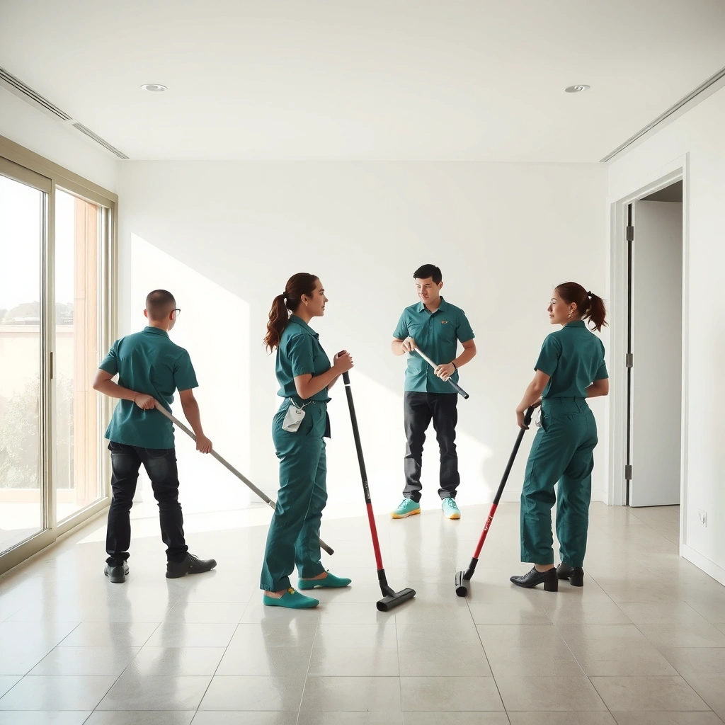 Professional cleaning team servicing a modern home in Rizal